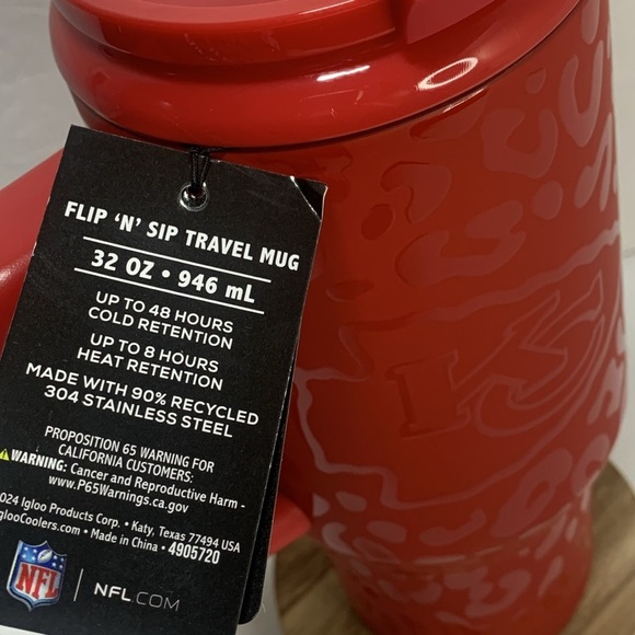 Kansas City Chiefs 32 oz Igloo x NFL Travel Tumbler Flip N’ Sip NWT - Picture 4 of 9